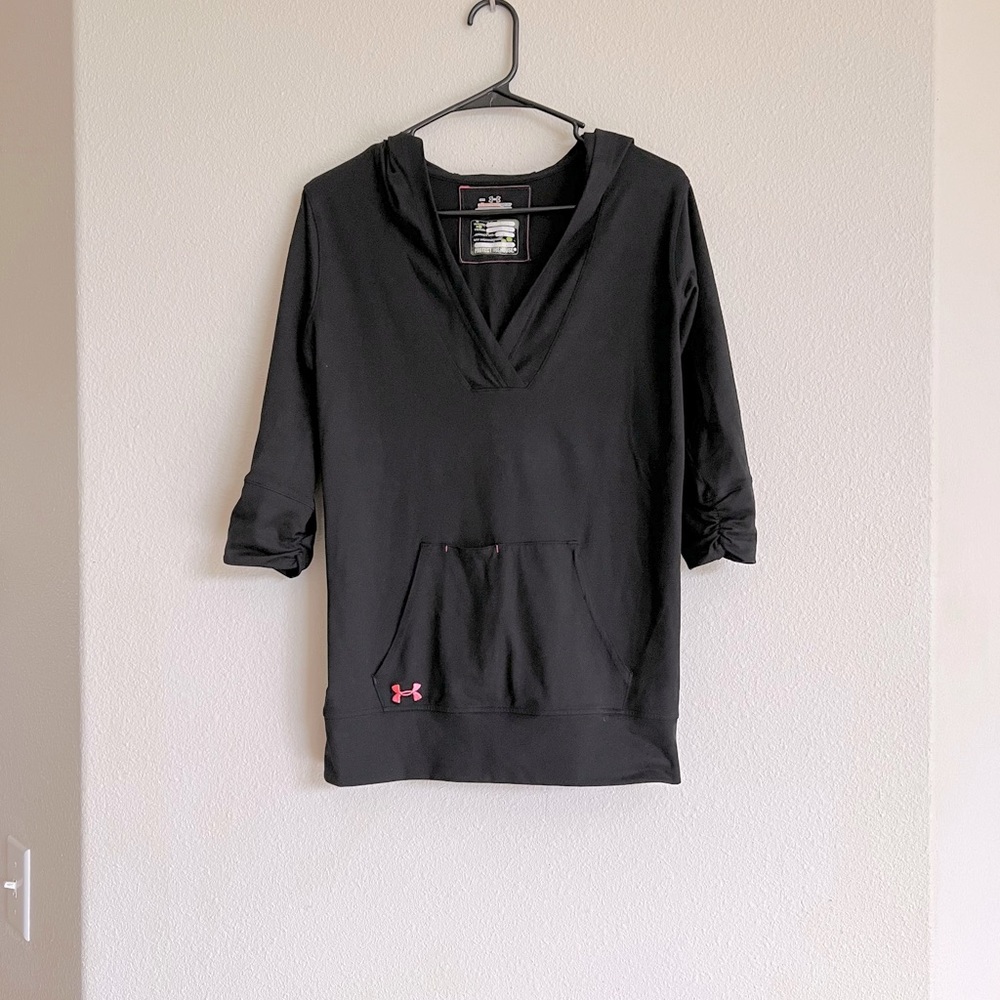 Under Armour Black Hooded Quarter Sleeve Top